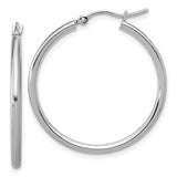 10 Karat White Gold Polished Hinged Hoop Earrings 30x2mm