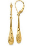 10 Karat Yellow Gold Leslie's Diamond Cut Drop Leverback Earrings
