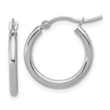 10 Karat White Gold Polished Lightweight Tube Hoop Earrings 2x17.5mm