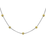 14 Karat Two Toned 3MM Beaded .6MM Cable 16" Chain with Lobster Clasp