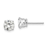 14 Karat White Gold Round Cubic Zirconia Post Earring 6mm