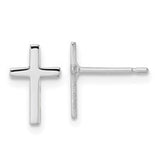 10 Karat White Gold Polished Cross Post Earrings
