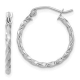 10 Karat White Gold Twist Polished Hoop Earring 21x2mm