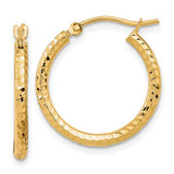 10 Karat Yellow Gold Diamond Cut  Tube Hoop Earrings     20x2mm