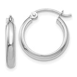 10 Karat White Gold Round Tube Hoop Earrings 12x2.75mm