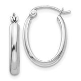 10 Karat White Gold Polished Oval Tube Hoop Earrings 17x2.75mm