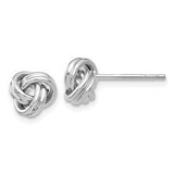 10 Karat White Gold Rhodium Plated 7mm Love Knot Post Earrings