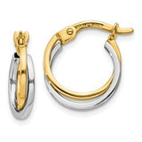 10 Karat Two Tone Polished Hollow Hoop Earrings 14x3mm