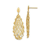 14 Karat Yellow Gold Polished Diamond Cut Dangle Post Earrings 42.5mm