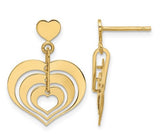 14 Karat Yellow Gold Polished Hearts Dangle Post Earrings 22X16.7mm