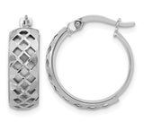 14 Karat White Gold Polished & Brushed Fancy Hoop Earrings 18.25X17mm