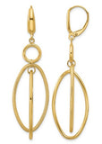 14 Karat Yellow Gold Polished and Textured Oval Dangle Earrings 63X18mm