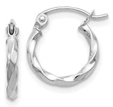 14 Karat White Gold Polished Twist 2X10mm Hoop Earrings