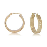 14 Karat Yellow .787" Full Diamond Cut Square Hoops