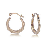 14 Karat Yellow Gold Small Faceted Puffed Hoop Earrings
