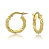 14 Karat Yellow Gold 15mm Twist Hoop Earrings