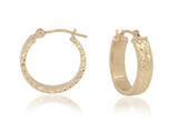 14 Karat Yellow Gold 3X15mm "X" Diamond Cut Hoop Earrings
