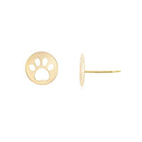 14 Karat Yellow Gold Round Paw Cutout Stud Earrings
