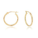 14 Karat Yellow Gold Hoop Earrings 20X2mm