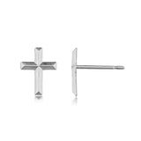 14 Karat White Gold 3D Cross Post Earrings