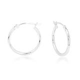14 Karat White Gold Polished Tube Hoops 25X1.5MM