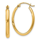 10 Karat Yellow Gold Polished Oval Tube Hoop Earrings 24x2.75mm