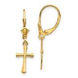 10 Karat Yellow Gold Cross Leverback Earrings
