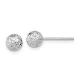 10 Karat White Gold Diamond Cut 6mm Ball Stud Earrings