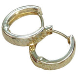 14 Karat Yellow Gold Textured Hoop Earrings