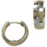 14 Karat Two Toned Textured Hoop Earrings