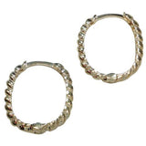 14 Karat Yellow Gold Textured Hoop Earrings