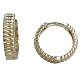 14 Karat Yellow Gold Ribbed Hoop Earrings