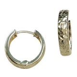 14 Karat Yellow Gold Textured Hoop Earrings