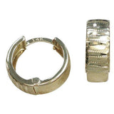 14 Karat Yellow Gold Textured Hoop Earrings