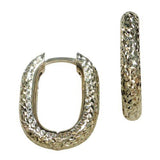 14 Karat Yellow Gold Textured Rounded Oval Hoop Earrings