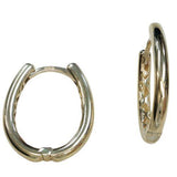 14 Karat Yellow Gold Plain Round Oval Hoop Earrings