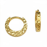 14 Karat Yellow Gold Diamond-Cut Hoop Earrings