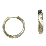 14 Karat Two Toned Textured Hoop Earrings