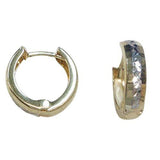 14 Karat Two Toned Small Hoop Diamond-Cut Earrings