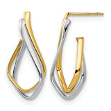 14 Karat Two Tone Double J Hoop Post Earrings