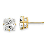 14 Karat Yellow Gold Princess Cut Cubic Zirconia 7mm