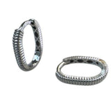 14 Karat White Ridged Rectangle Hoop Earrings