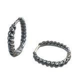 14 Karat White Gold Textured Hoop Earrings