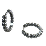 14 Karat White Gold Textured Round Hoop Earrings