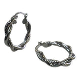 14 Karat White Twisted Hoop Earrings