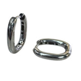 14 Karat White Gold Rounded Oval Hoop Earrings