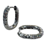 14 Karat White Gold Textured Rounded Hoop Earrings