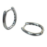 14 Karat White Gold Plain Rounded Oval Hoop Earrings