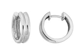 Sterling Silver Rhodium Hunged Huggie Hoop Earrings 15.5X4.5MM