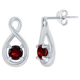 Sterling Silver 4mm Garnet Inifinity Design Earrings